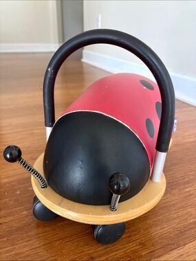 Prince Lionheart Small Wheely Bug Ladybug Pull-Along Ride-On Toy - Red and Black